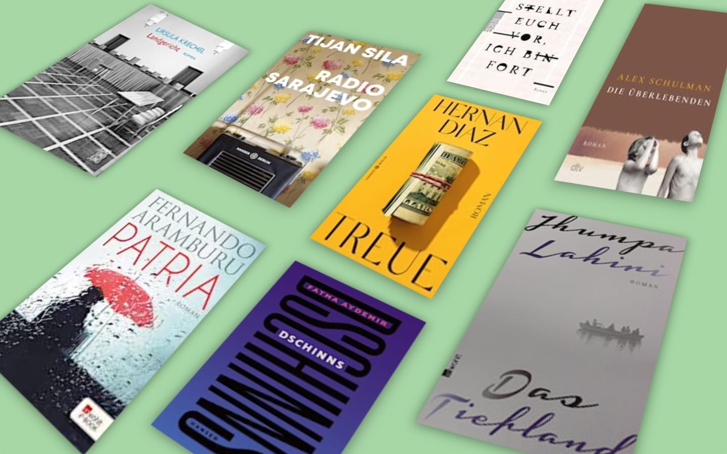 Montage aus Buchtiteln aus 100 Buchkritiken der hamburger shortlist